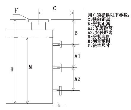 重锤式浮标液位计选型结构图一