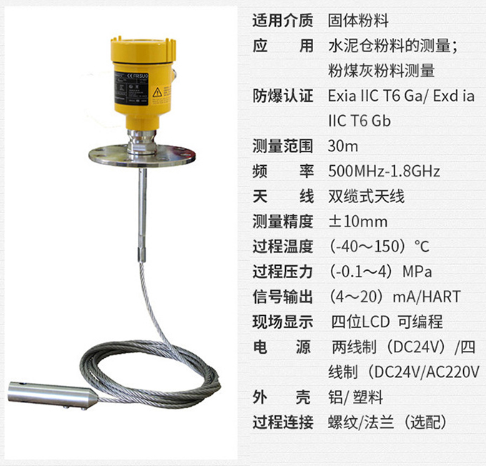 反应釜用雷达液位计RD712技术参数表图