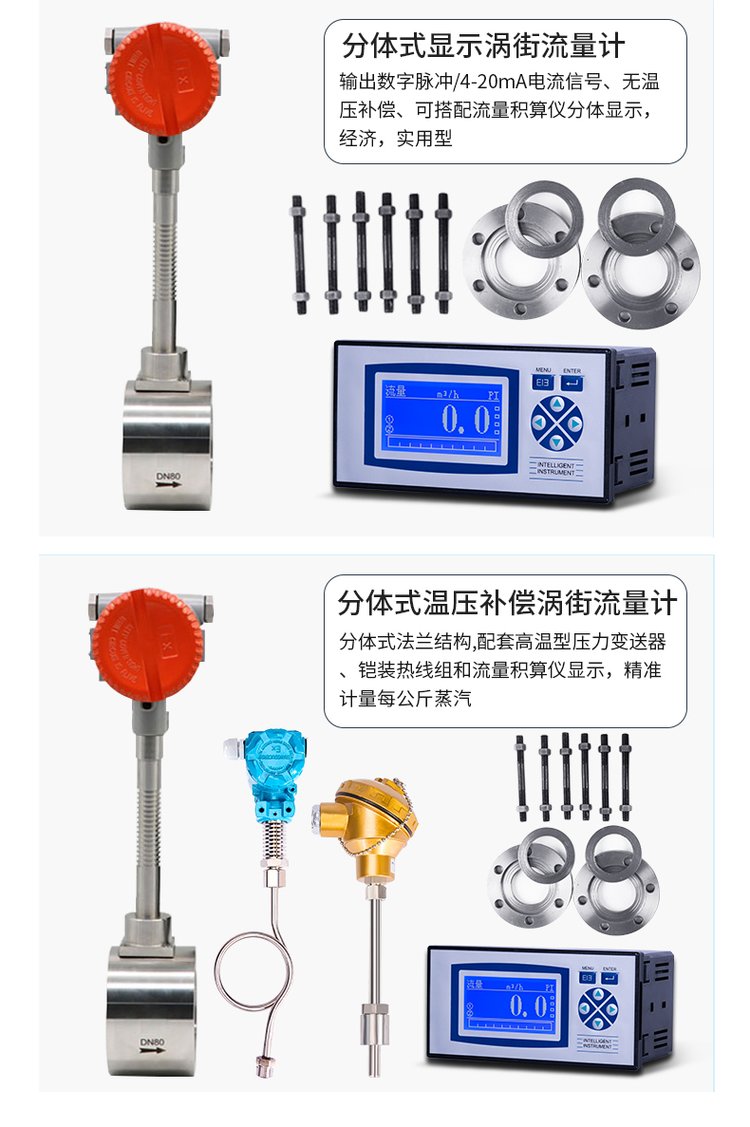 dn125涡街流量计分体式选型图